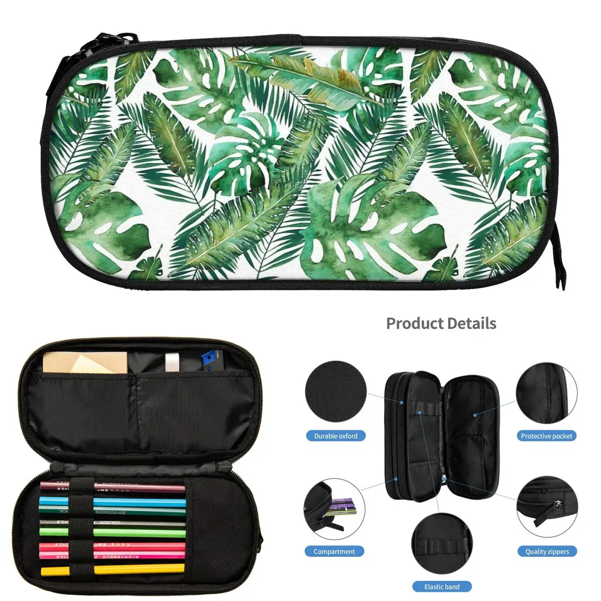

Monstera Banana Palm Leaf Pencil Cases for Student School Pen Box Pencil Bag Large Storage Pencil Pouch Pen Holder