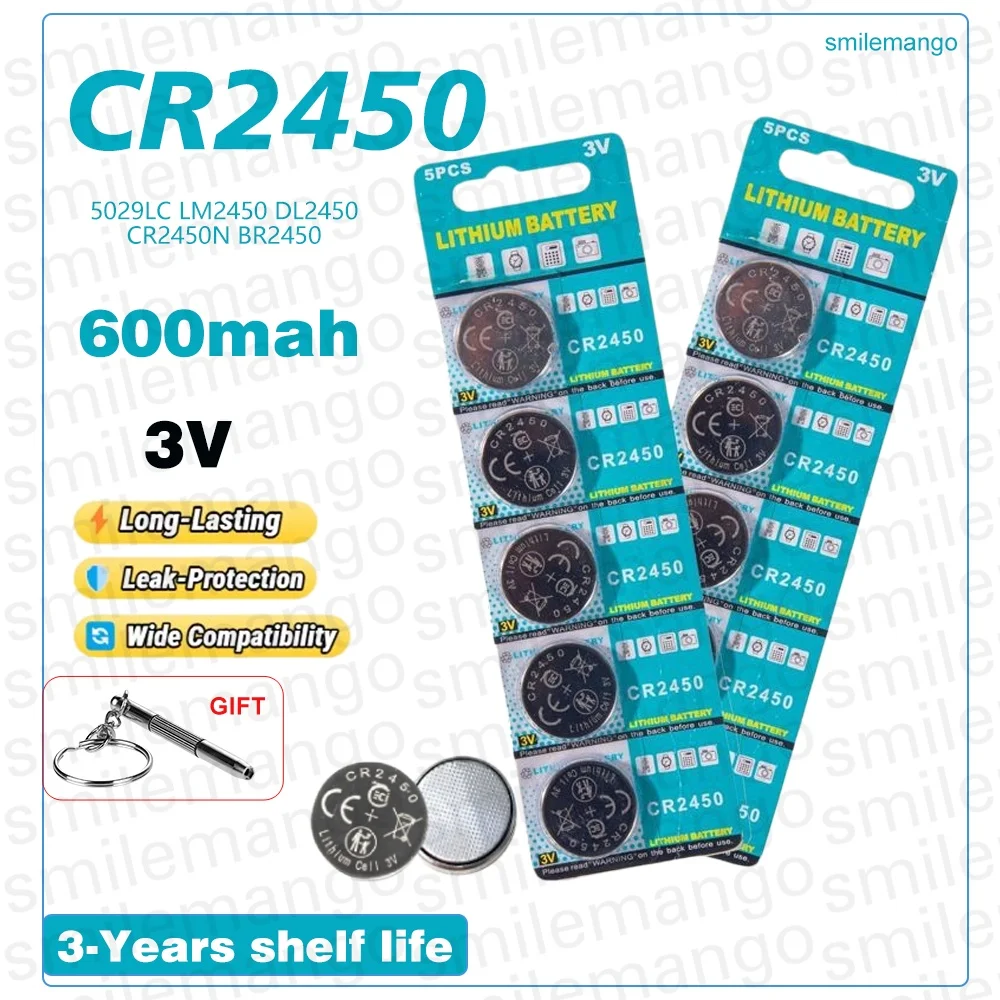 5-35 piezas de pilas de botón de 3V CR2450 5029LC CR2450 LM2450 CR2450N DL2450 BR2450, pilas de litio tipo moneda para reloj