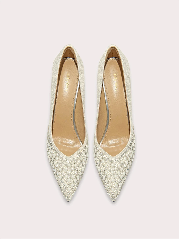 خنجر ربيع جديد وأشار الضحلة الترتر حجر الراين أحذية الزفاف مأدبة كبيرة الحجم صغيرة الحجم أحذية نسائية بكعب منخفض #5