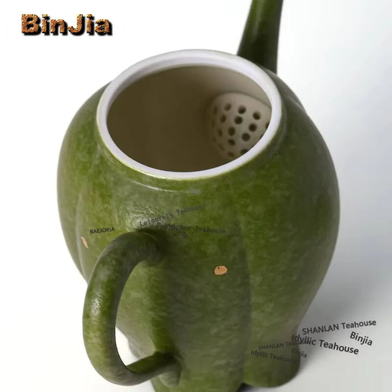140ml Hand-painted Gold Sprinkled Orange Green Teapot Japanese Tea Infuser Pot Tea Maker Kettle with Ball Hole for Tea Craft