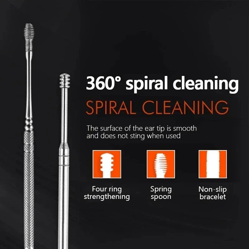 Effective 6Pcs Earwax Cleaning Tool with Spiral Earpick and Ear Curette, Ear Care Tool for Daily Use