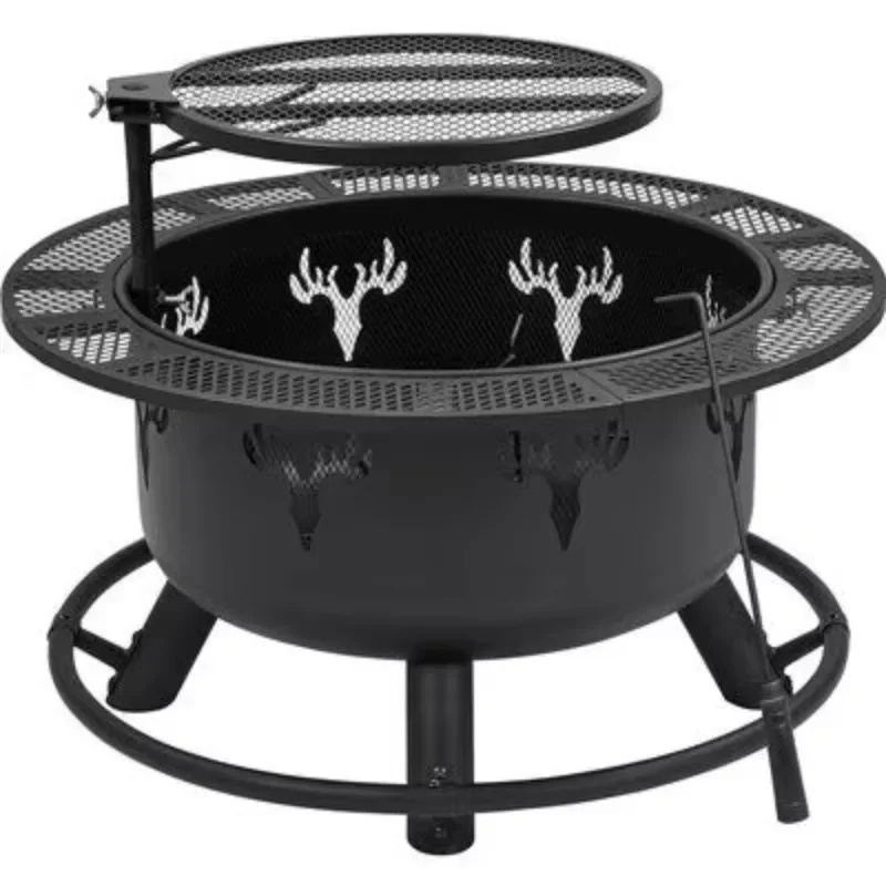 2026 Deep Iron Fire Pit With Handmade Round Bowl And Forged Support Structure Perfect For Cozy Garden Fire Nights
