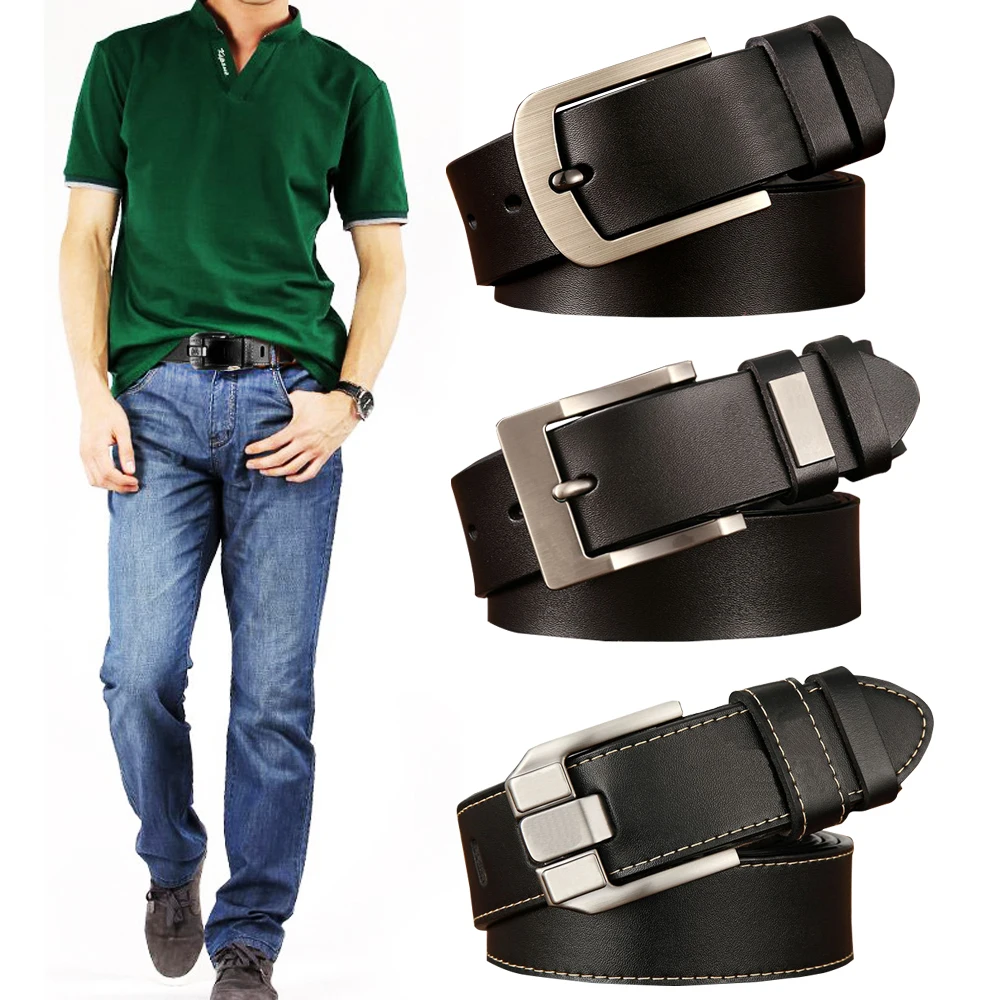 3.2cm Men Belt Male High Quality Leather Belt Men Male Genuine Leather Strap Luxury Pin Buckle Fancy Vintage Jeans