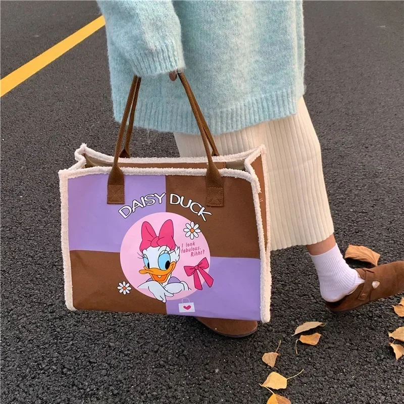 

Disney Fashion Canvas Handbag Daisy Diaper Bag Mickey Mouse Shoulder Bag Female Cartoon Student Class storage