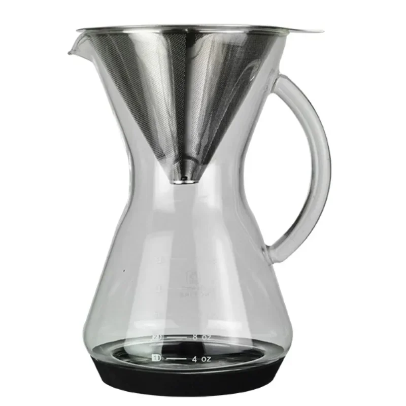 Non household heat-resistant glass hand brewed coffee pot set with graduated filter,