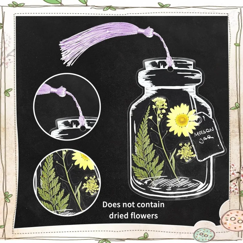 42 قطعة مجموعة صنع الإشارات المرجعية الإشارات المرجعية زهرة شفافة اليدوية زهرة مجففة لتقوم بها بنفسك المرجعية مع زجاجة وفيرة الإشارات المرجعية شرابات