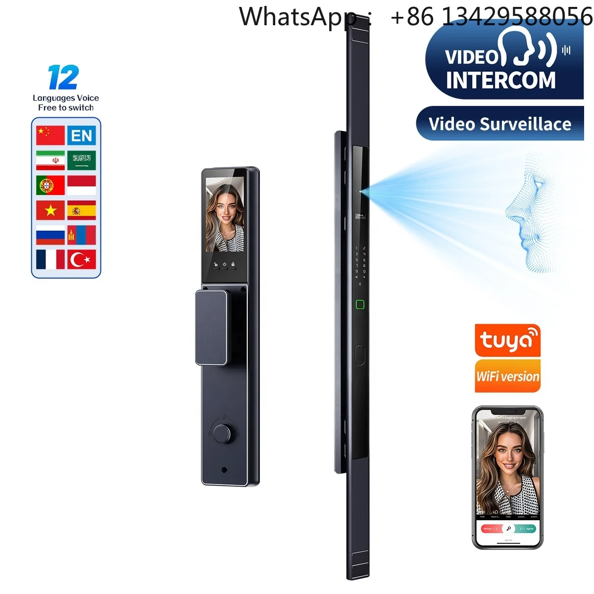 IP 67 Waterproof Dual Side Smart Door Lock for Villa Biometric App WIFI Face Recognition Cerradura Intelligent
