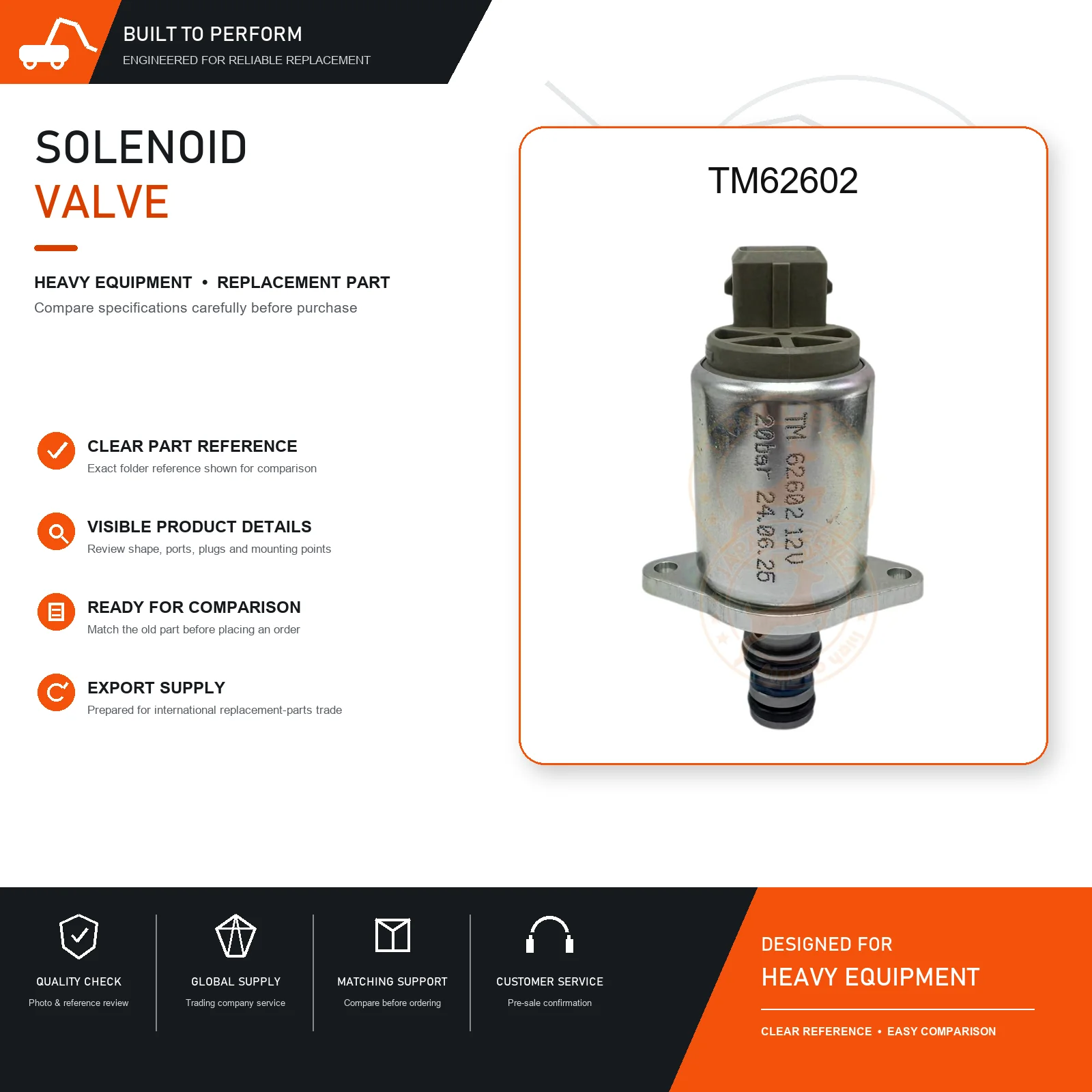 Solenoid Valve Assembly TM62602 Electrical Control Replacement for Construction Machinery