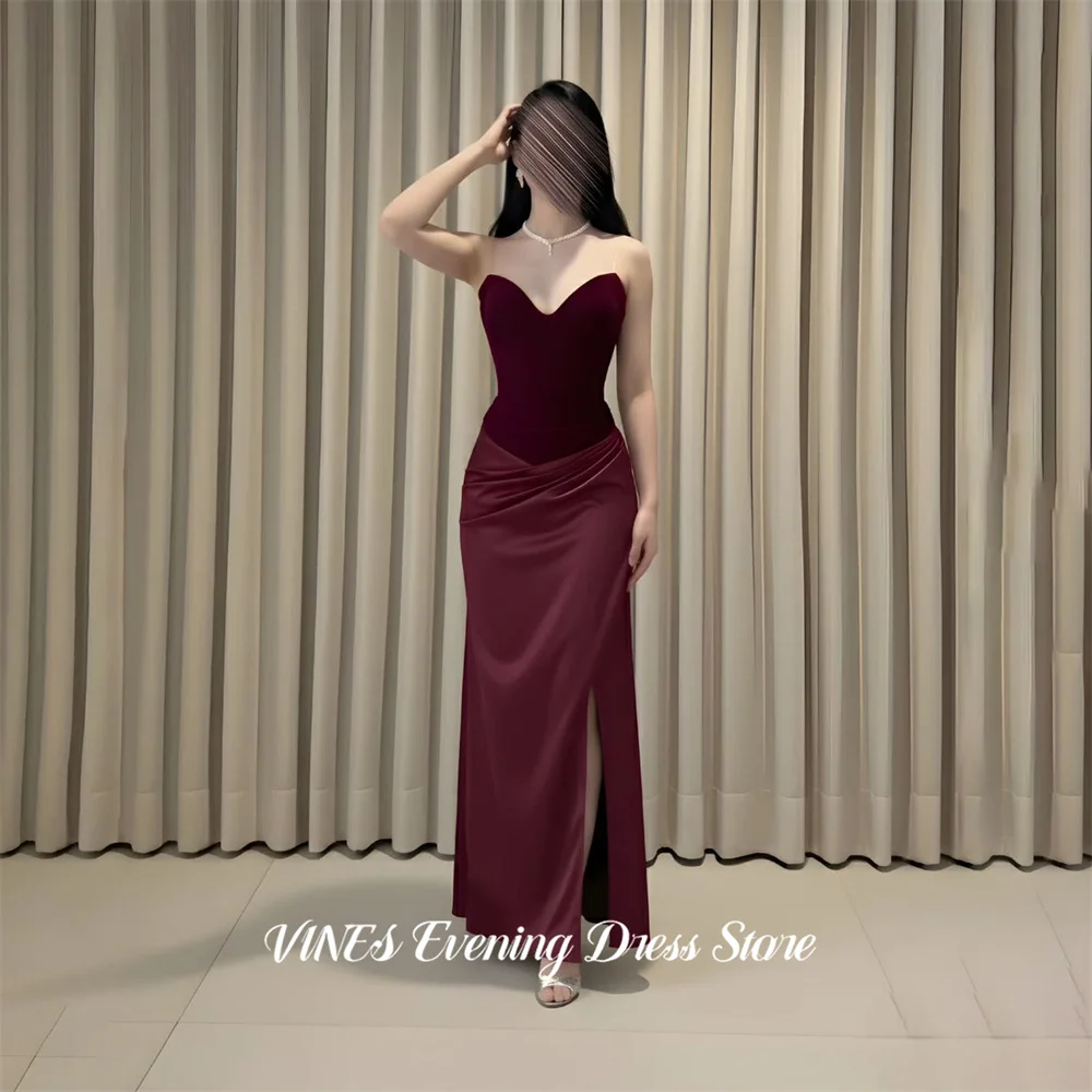 

VINES Burgundy Evening Dress Sweetheart Prom Dresses Trumpet Party Formal Gown with Side Slit robe de bal for Woman Customized