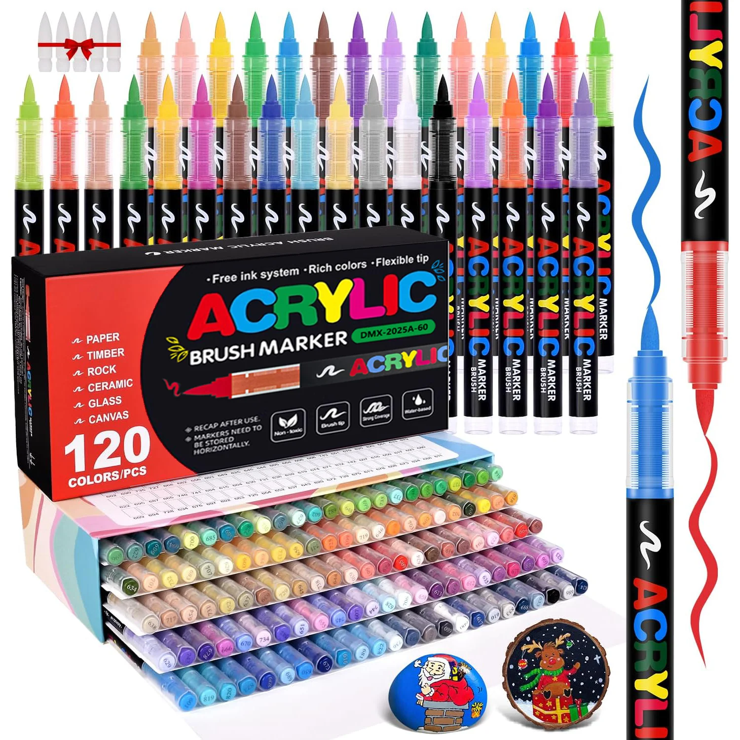 

12-72 Color Acrylic Paint Pens Acrylic Markers Brush long nib marker Water-Based Brush Markers Paint Pens for Canvas Wood Stone
