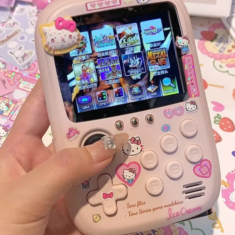 

Мини-портативная портативная игровая консоль с рисунком Kt Cat Power Bank в стиле ретро, мягкий светлый цветной экран, игрушки для друга, подарок-сюрприз на день рождения