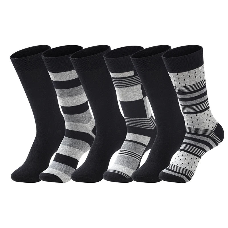 6 Pairs Mid-Tube Men's Business Socks Pure Cotton High-End Design Suitable for Autumn And Winter Wear Dress Sports Fit