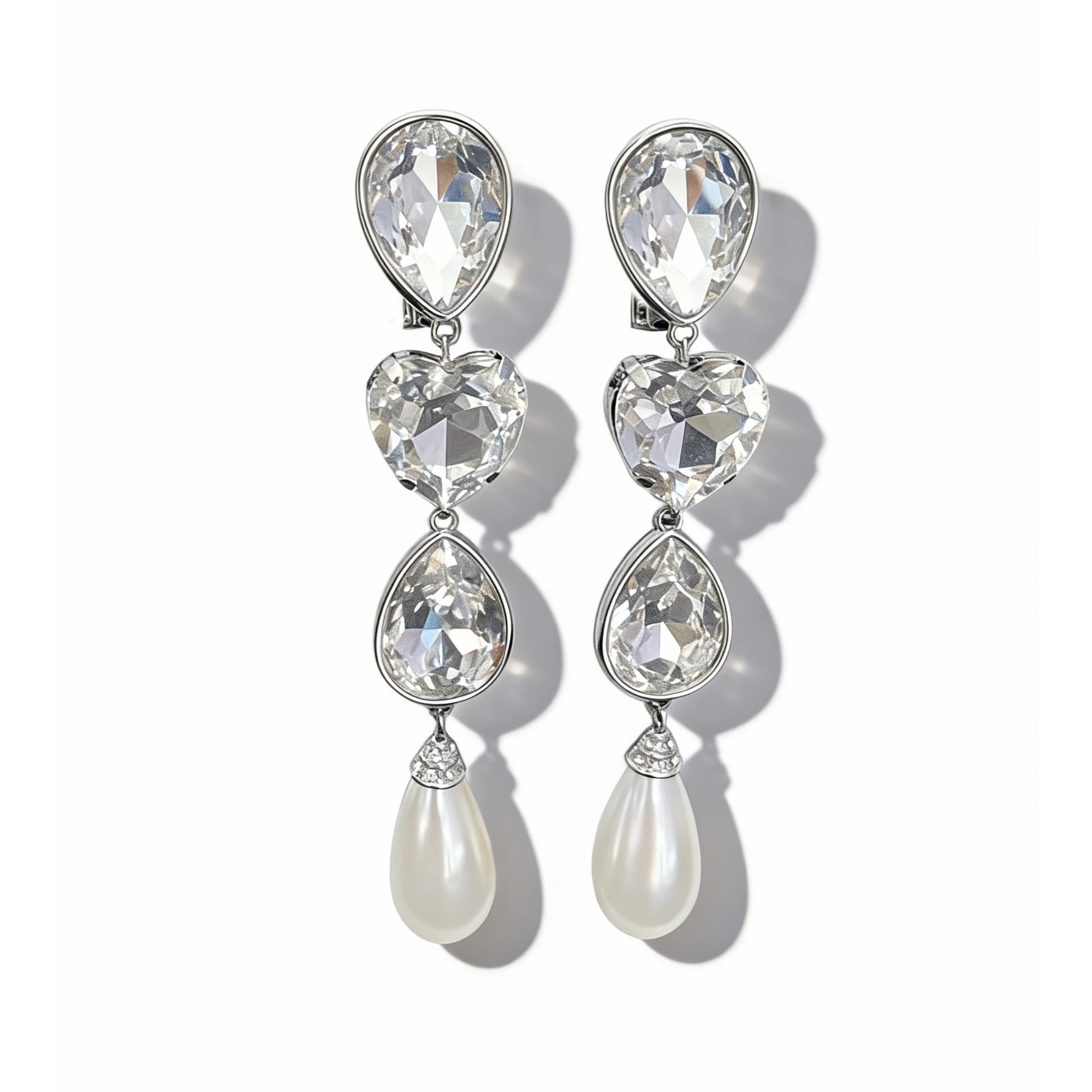 

Fashion Brand Heart Crystal Earrings Ear Clip Woman Europe America Designer Top Quality Jewelry