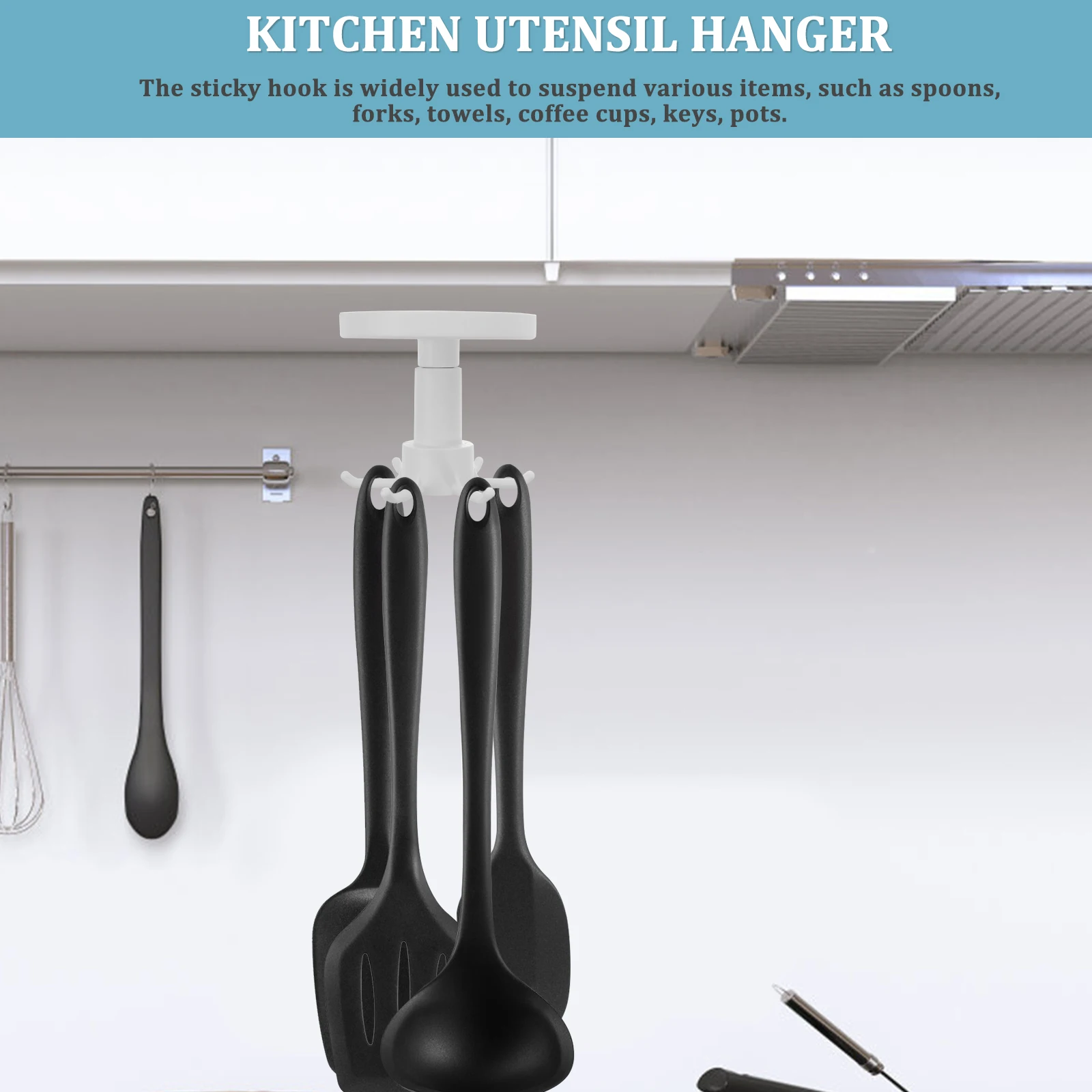 

2Pcs Swivel Hooks Wall Hangers for Utensils Cutlery Holder Counter Tableware ganizer Storage Kitchen Hooks For Hanging Utensils