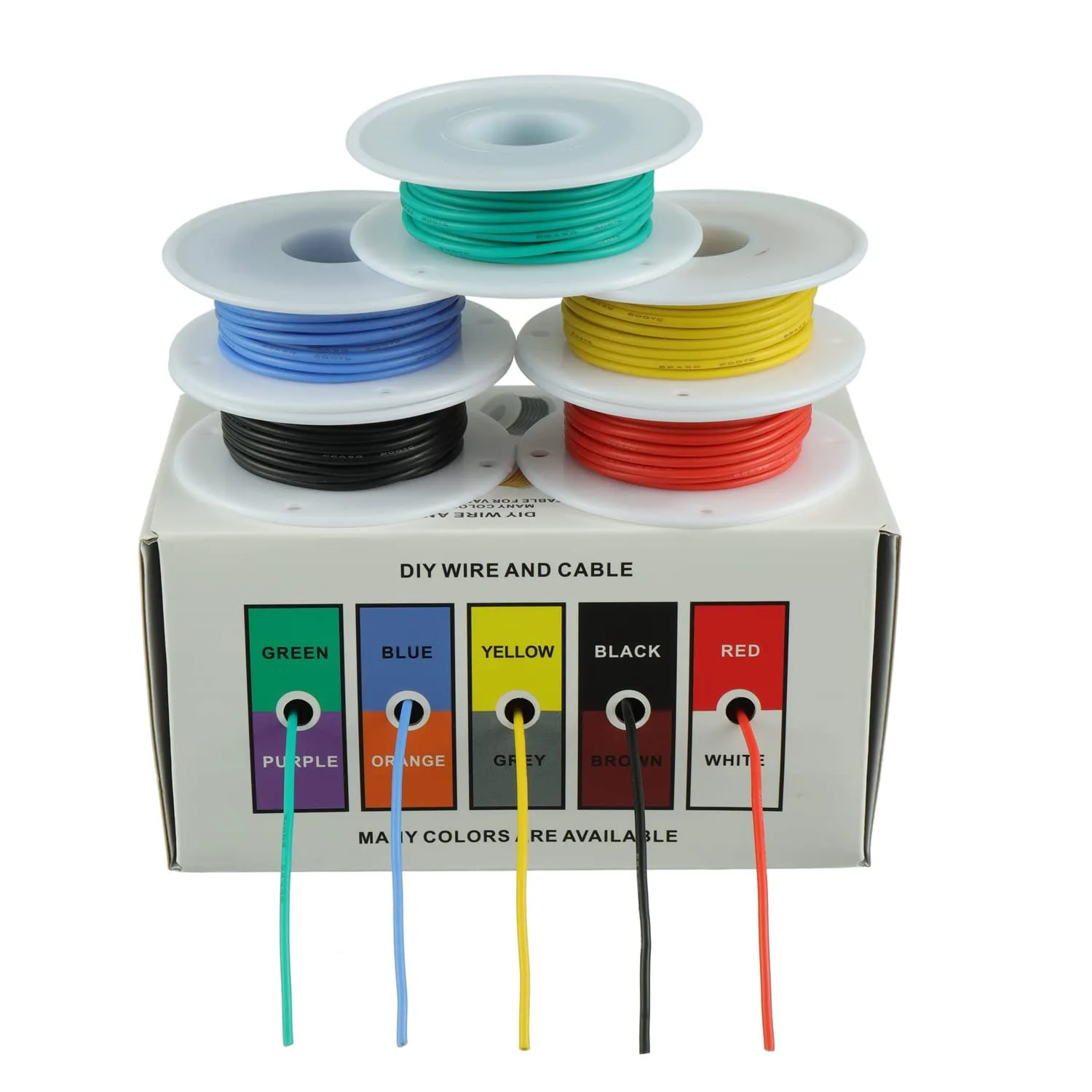 Heat Resistant Flexible Silicone Wire 16AWG 22AWG 24AWG 28AWG Stranded Cable Electrical  Tinned Copper Wire, 5 Color Mixed Set