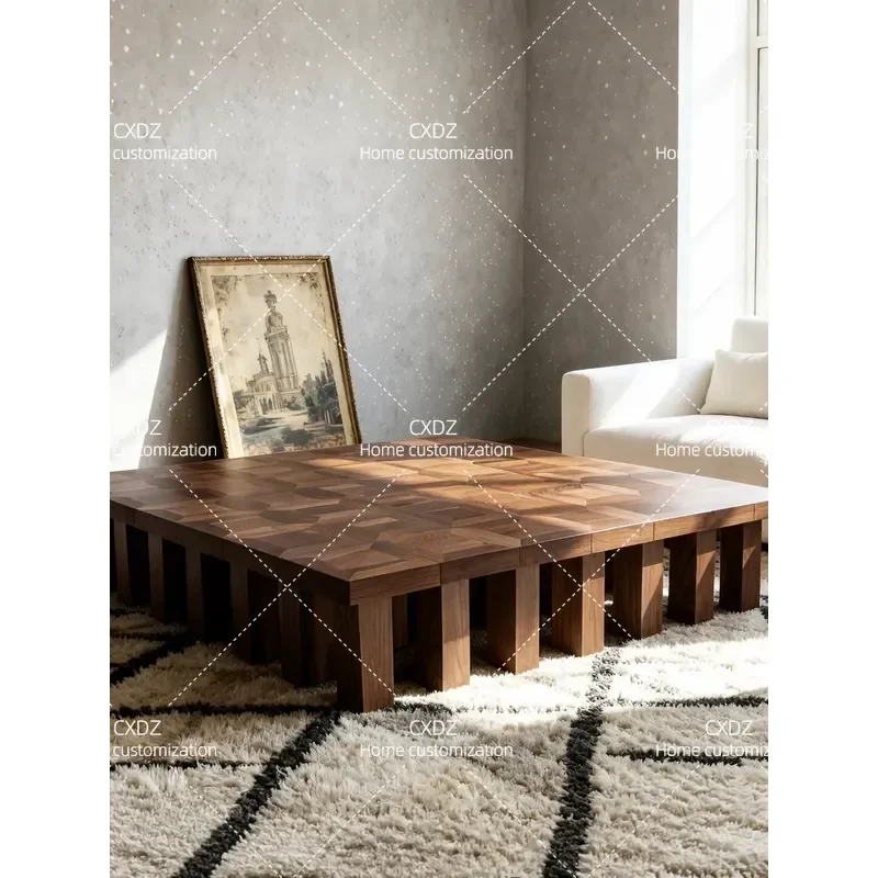 Retro style solid wood coffee table living room creative square low table B & B casual coffee table