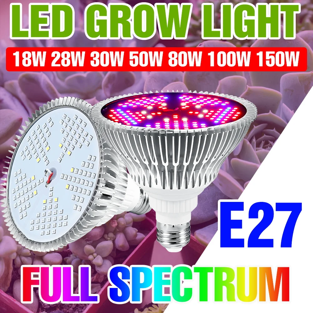 150W LED Full Spectrum Grow Light Bulb E27/E26 Indoor IR/UV Plant Lamp E14 Flowers Potted Succulent Plants Cultivation Lighting