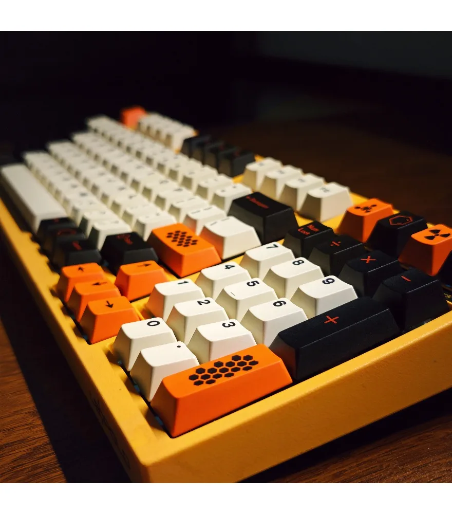 

Keycap 187 keys full set of black orange and white color scheme PBT hot sublimation mechanical keyboard