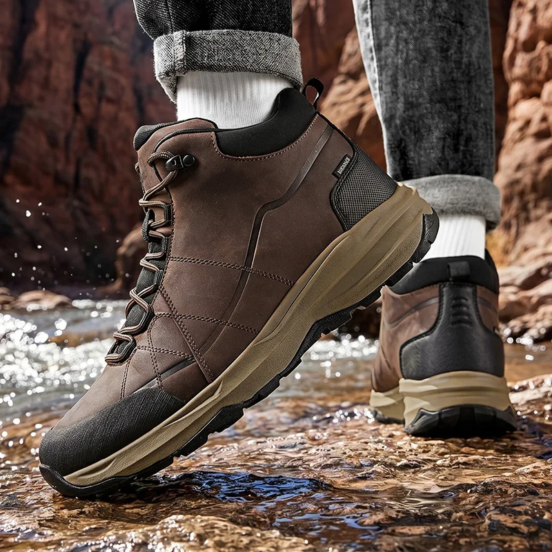 2026 New Trend Outdoor Shoes For Men Comfortable Trekking Mans Shoes Anti-Slip Climbing Shoes For Men Mid-Top Hiking Men Shoe