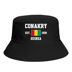 Bucket Hats  Guinea EST.1958 Conakry Emblem Flag Sun Shade Cool Outdoor Summer Fisherman Caps Fishing Hat