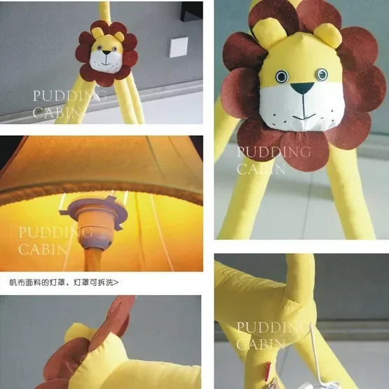 Funny Gift !!Floor Stand Lamps Bedroom Decoration lighting cloth Cartoon Animal Lion Kids Floor Lamps for living room image 4