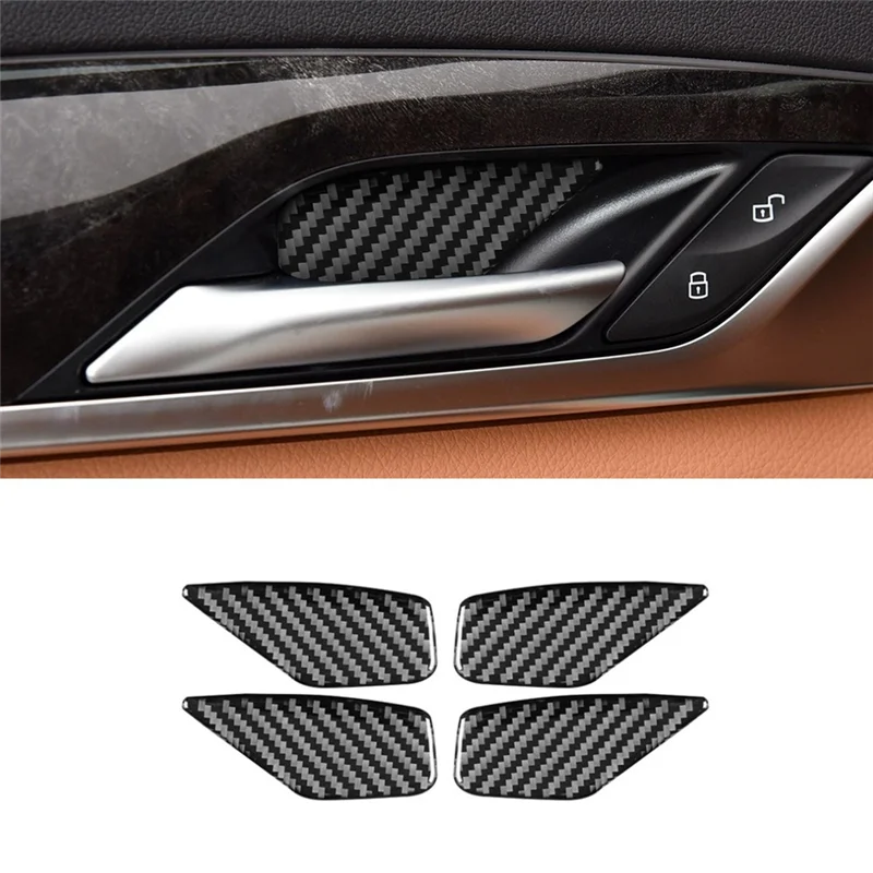 Inner Door Bowl Cover Trim Car Interior Accessoriess Carbon Fiber For BMW 5 Series G30 G38 2018-2021-ABQF