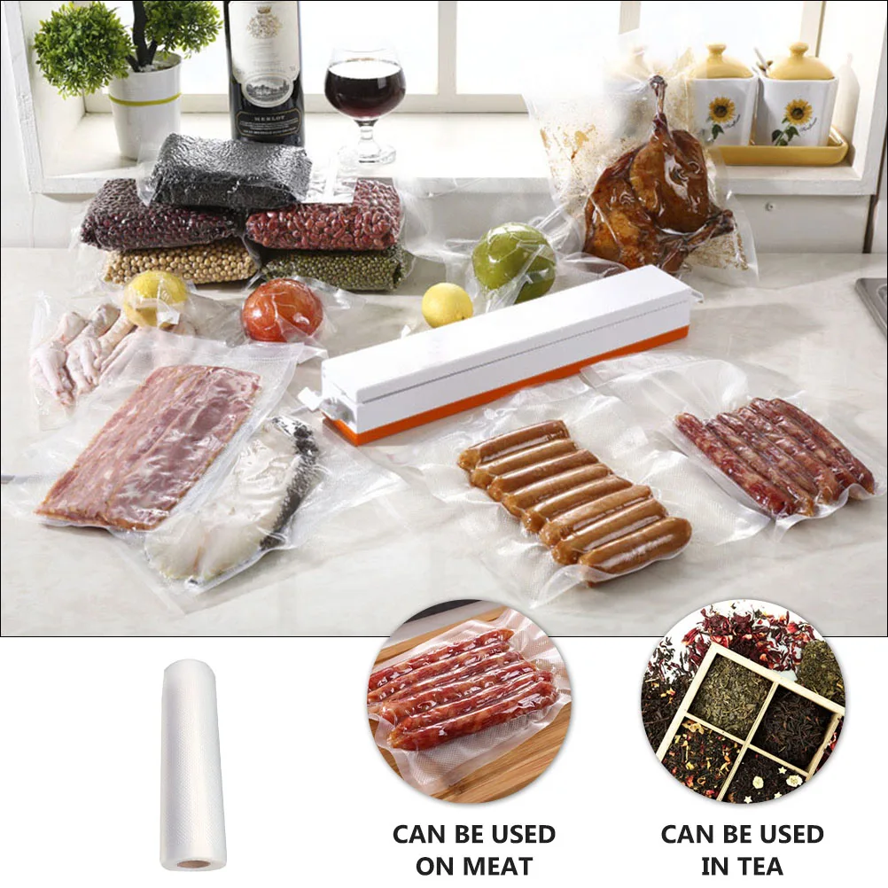 

2 Rolls Vacuum Sealer Bags Food Grade Healthy Safe Meat Tea Dried Fruit Medicine Microwave Refrigerated Cling Wrap White Storage