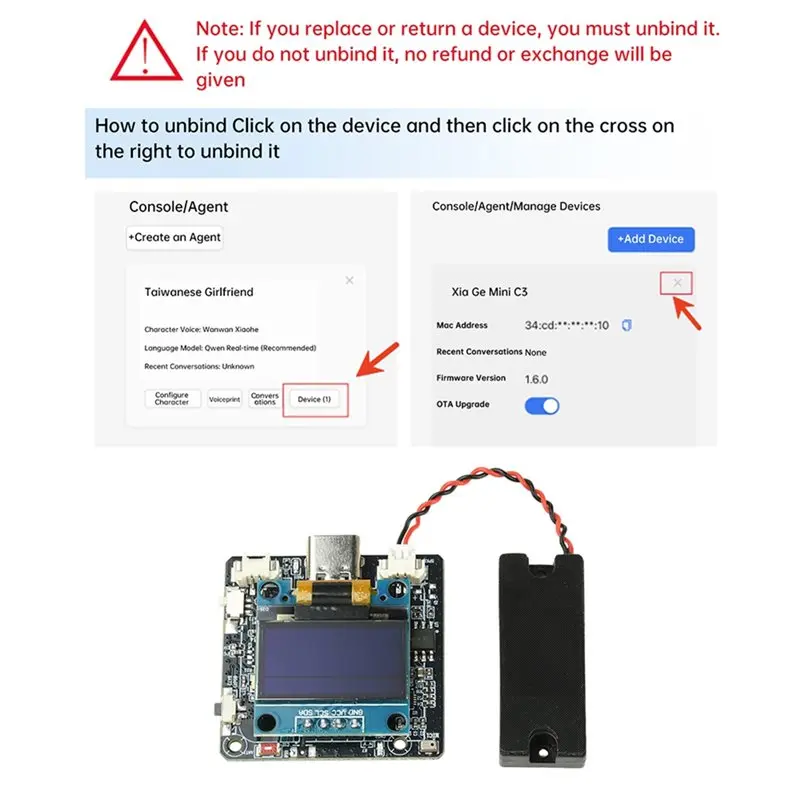 【MUST-HAVE】ESP32-C3 AI Voice Wifi Development Board With 0.96 Inch OLED Display Case Screen Voice Sensor Module For Deepseek Qwe