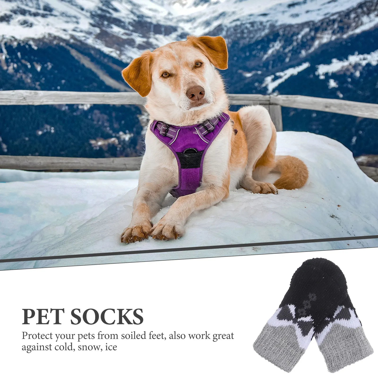 

8Pcs Pet Warm Socks Anti-Slip Dog Paw Protection Durable Comfortable Polyester Non-Skid Footwear for Dogs Cats