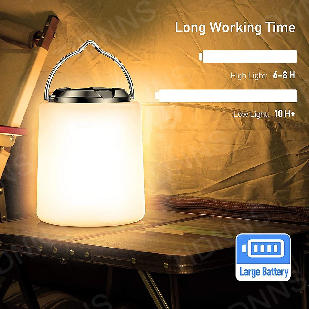 فانوس LED قابل لإعادة الشحن مع مصباح يدوي ، لوازم التخييم ، لمبة أضواء تعمل بالطاقة البطارية ، مصباح ، شحن مجاني