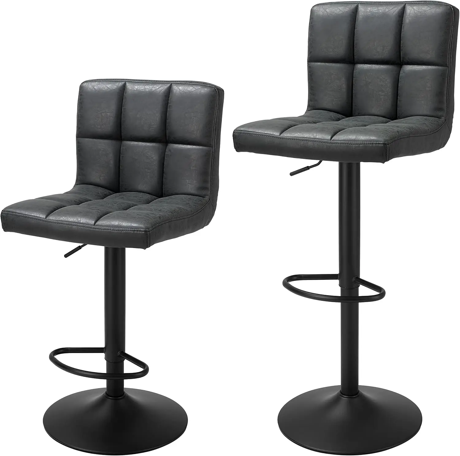 

Bar Stools Set of 2 Counter Height, Swivel Barstools with Footrest and L Shape Thicken Cushion Back