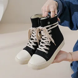 Vintage Design Men's Women Outdoor Walking Canvas Shoes Couple High Top Platform Sneakers Casual Chunky Flats Trainers Footwear