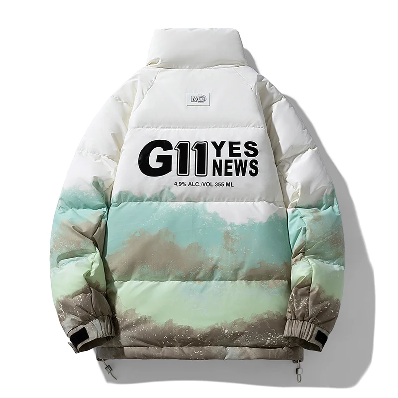 Down jacket men's new style tie-dyed gradient white duck down leather wash-free fashion warm down jacket men's jacket