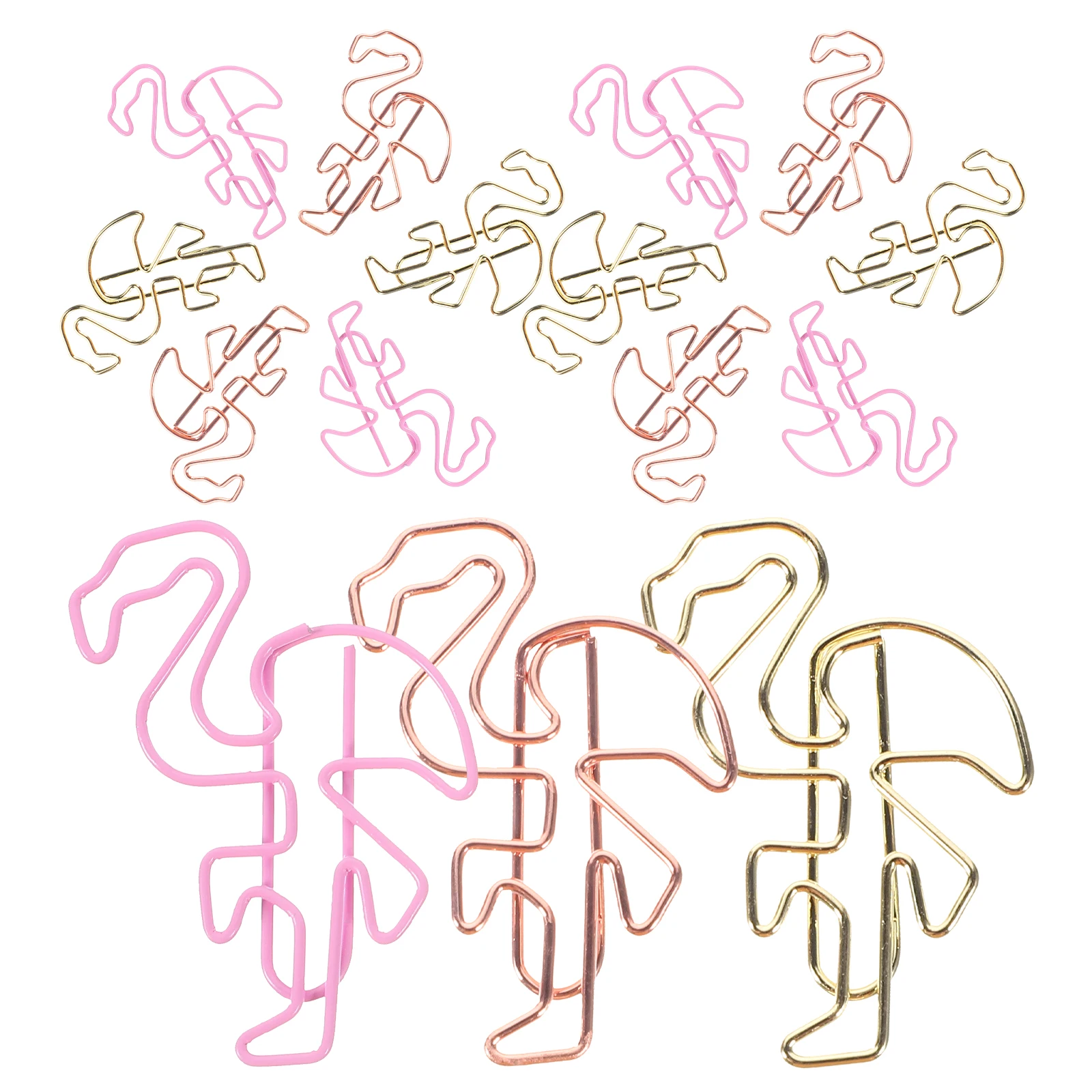 

15 Pcs Shaped Paper Clips Creative Bookmark Office Supplies Metal Plastic Golden Pink Rose Gold Practical Document
