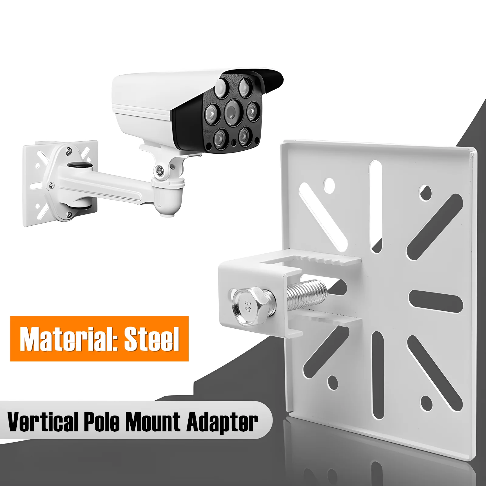 CCTV Security Camera Wall Mounting Bracket Universal Vertical Pole Mount Adapter Steel Monitoring Auxiliary Mounting Bracket