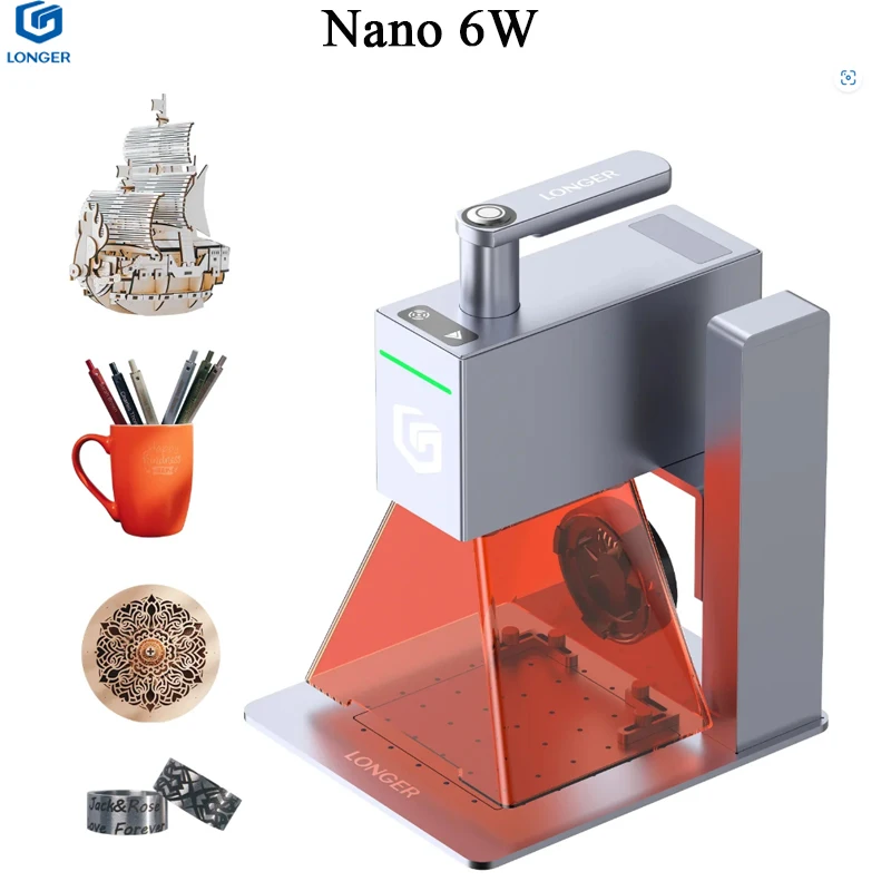 Langere Nano 6W draagbare lasergraveermachine, 5000 mm/s hoge snelheid, dubbele verlichting, diodelasers met FAC