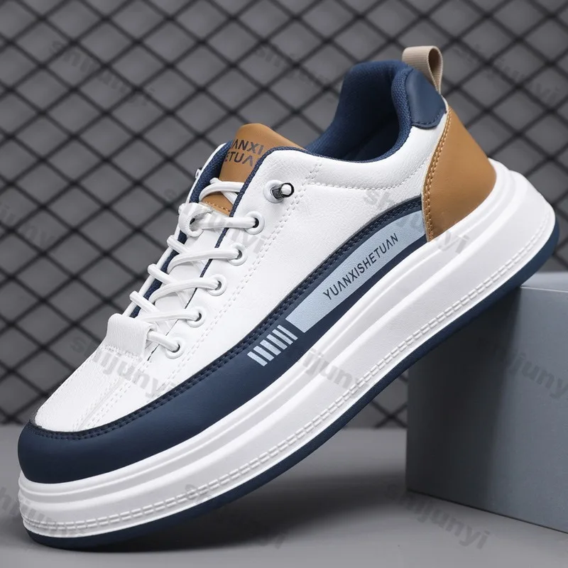 

Men's Shoes 2025 New Korean Trendy Breathable Lace-up Platform Flat Shoes Men Comfortable Anti Slip Casual Sports Shoes
