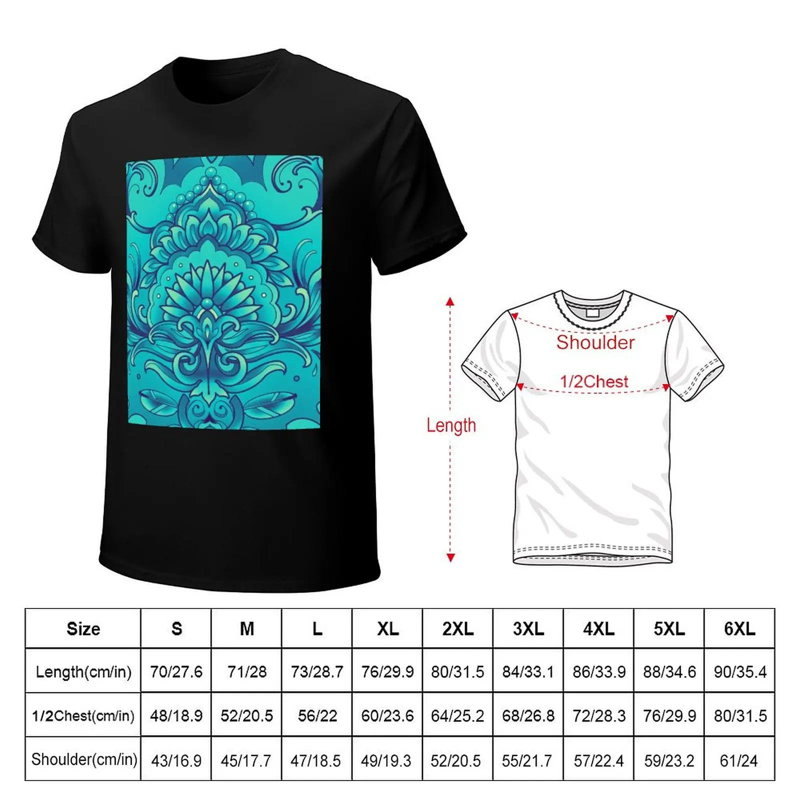 turquoise mandala mehendi henna style T-Shirt Lightweight Gym Training T-Shirt