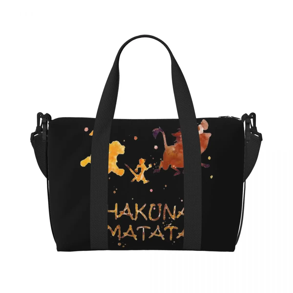 Custom Hakuna Matata Tote Bag for Women Large Capacity The Lion King Gym Beach Travel Bags