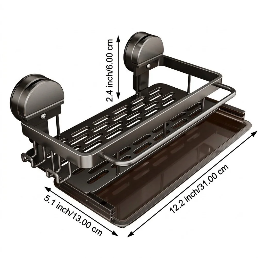Home Kitchen Space Saver Wall Mount Aluminum Sponge Holder No Drill Drip Tray Sink Accessory Organizer Stylish Practical Supply
