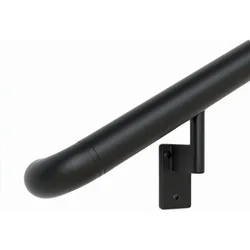 12ft ADA Handrail Kit - Satin Black - Complete Indoor/Outdoor Handrail for Stairs - 1.6