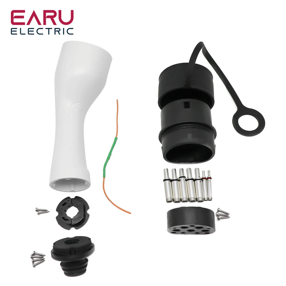 EV Carregador Plug Adapter, Tipo 2, EVSE Charger, Feminino IEC 62196 Conversor, Carro elétrico, Estação de carregamento do veículo, Earu, 16A, 32A