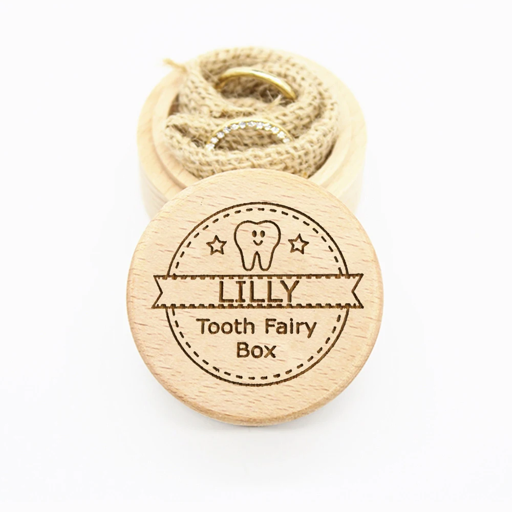 Personalised Baby Wooden Tooth Box Milk Teeth Storage Collect Teeth Umbilical Save Gift Kids Engraved Custom Name Keepsake Boxes