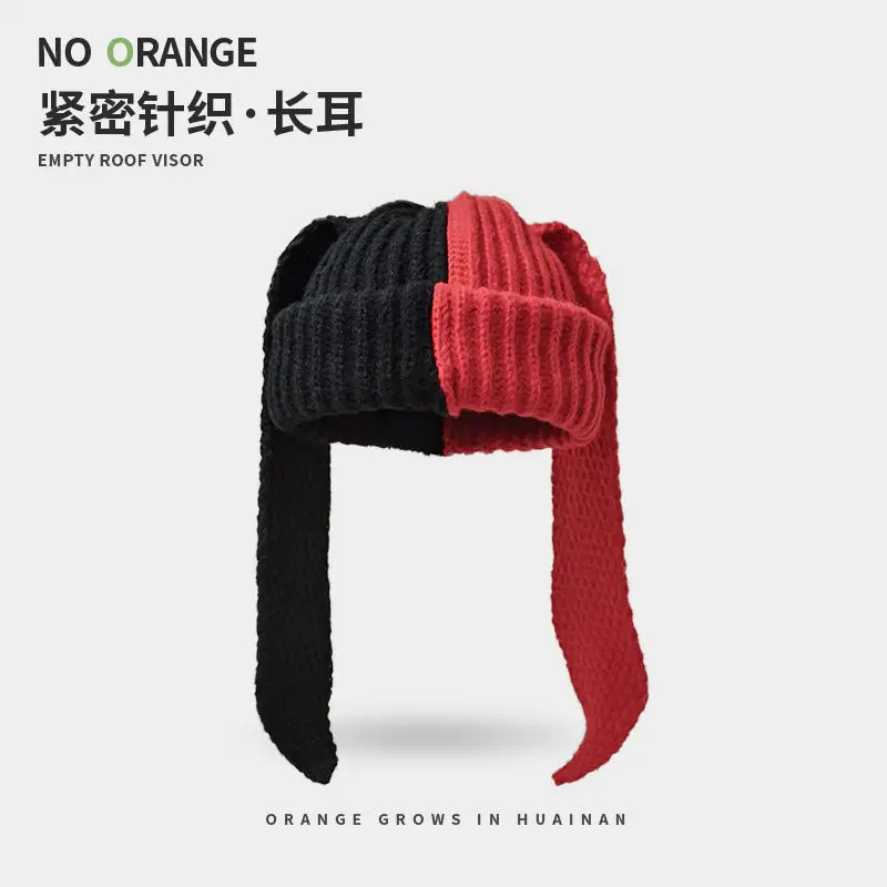 New Autumn and Winter Color Knitted Long Ears Rabbit Ears Hat Woman