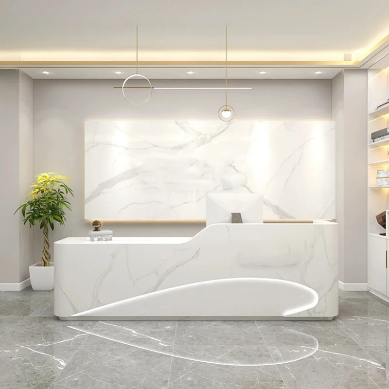 custom.Customizable Painted Reception Desk Office Furniture Front Desk of Company Hotel Clothing Store Reception Counter With St