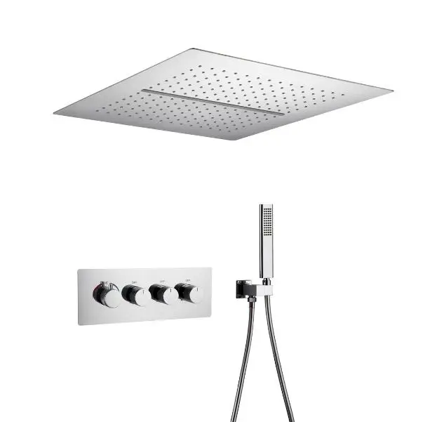 

Luxury Bathroom Rainfall Shower Heads Ceiling Waterfall SPA Shower Panel 3 Ways Thermostatic Shower Diverter Faucets