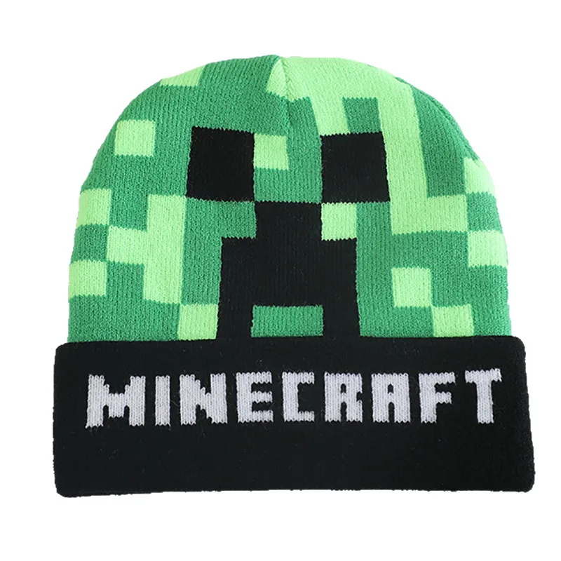 Minecraft الزاحف متماسكة قبعة للأطفال الشتاء الدفء الحياكة بيني لعبة بكسل الفن محبوك قبعة سميكة قبعة صغيرة الهدايا #2