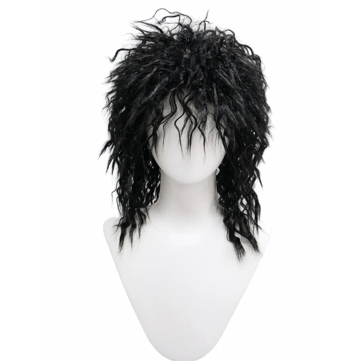 

Vintage Curly Wig, Rock Style High-Saturation Color for Music Festival & Themed Party, Black/Red/Yellow Optional Synthetic Wig