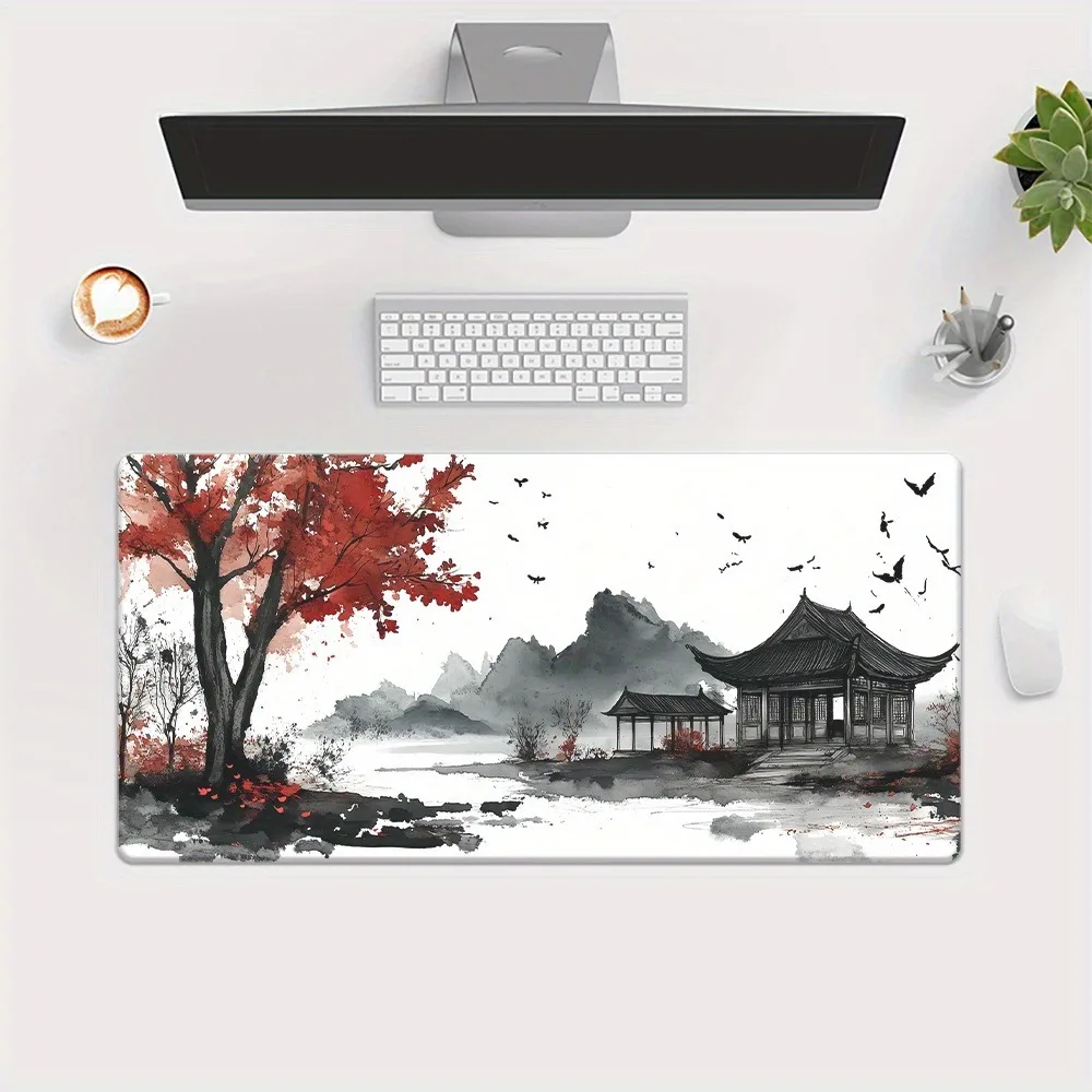 Tapis de table imprimé motif fleurs de cerisier en aquarelle haute définition, tapis de souris surdimensionné, tapis de souris grande taille