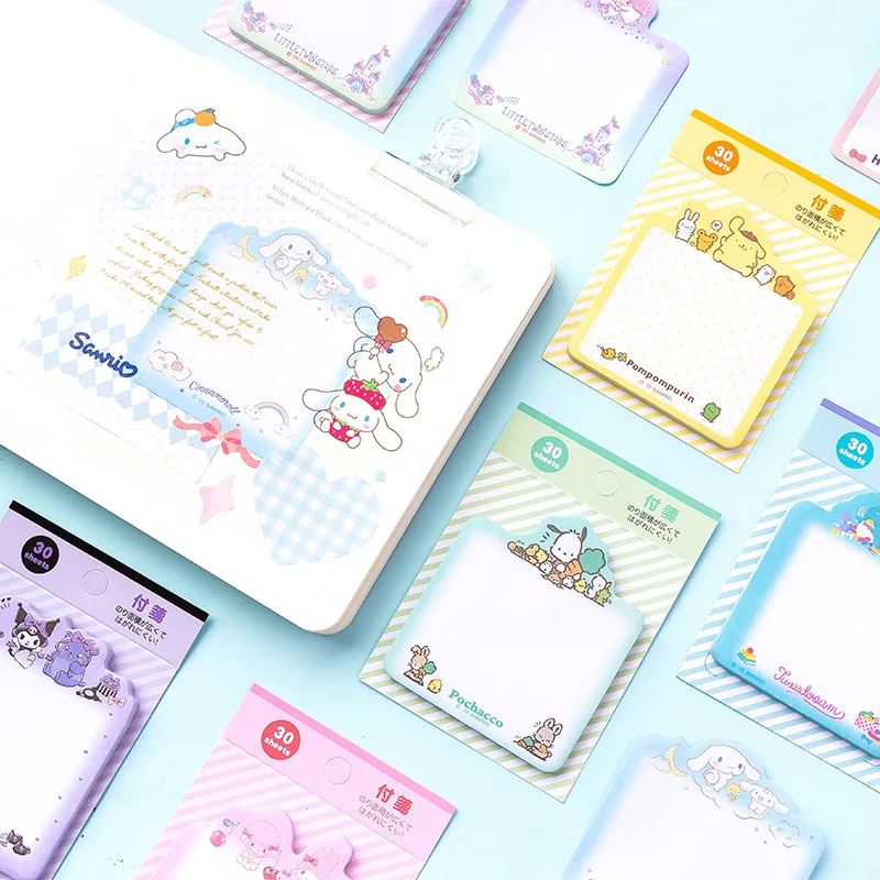 Imagem -02 - Sanrio Melody Kuromi Cinnamoroll Memo Pad Sticky Notes Etiqueta de Papelaria Planejador Notepad Etiqueta Post Abastecimento Escolar 24 Pcs por Lote